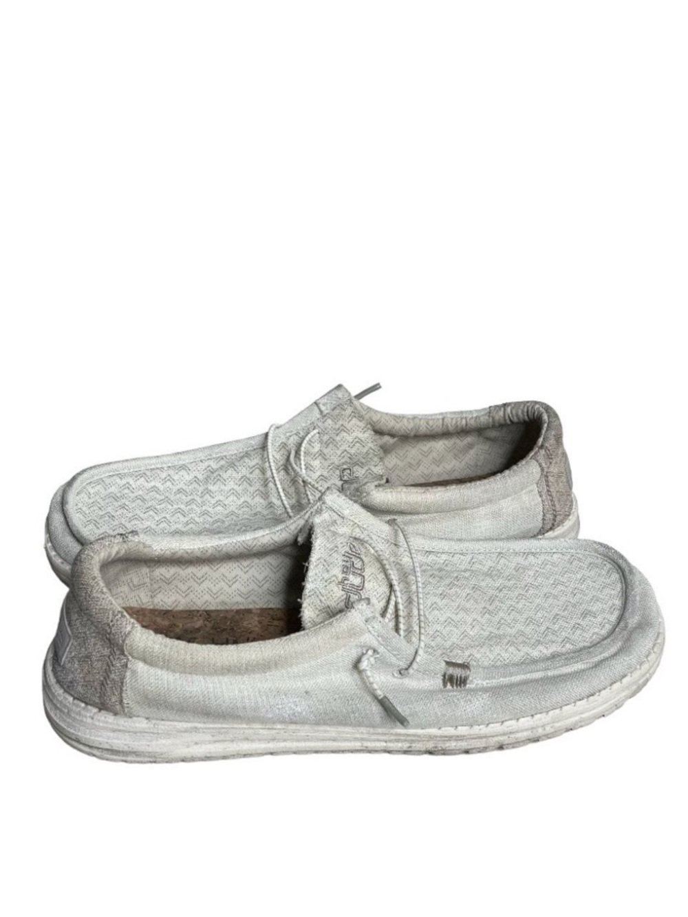HEY DUDE Wally Eco Linen Blend Cottonwood Shoes Lightweight Elastic Lace Size 13